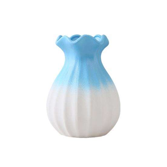 Ceramic Vase Small Modern Flower Vase for Fresh/Artificial Flowers Ribbed Farmhouse Decorative Vase