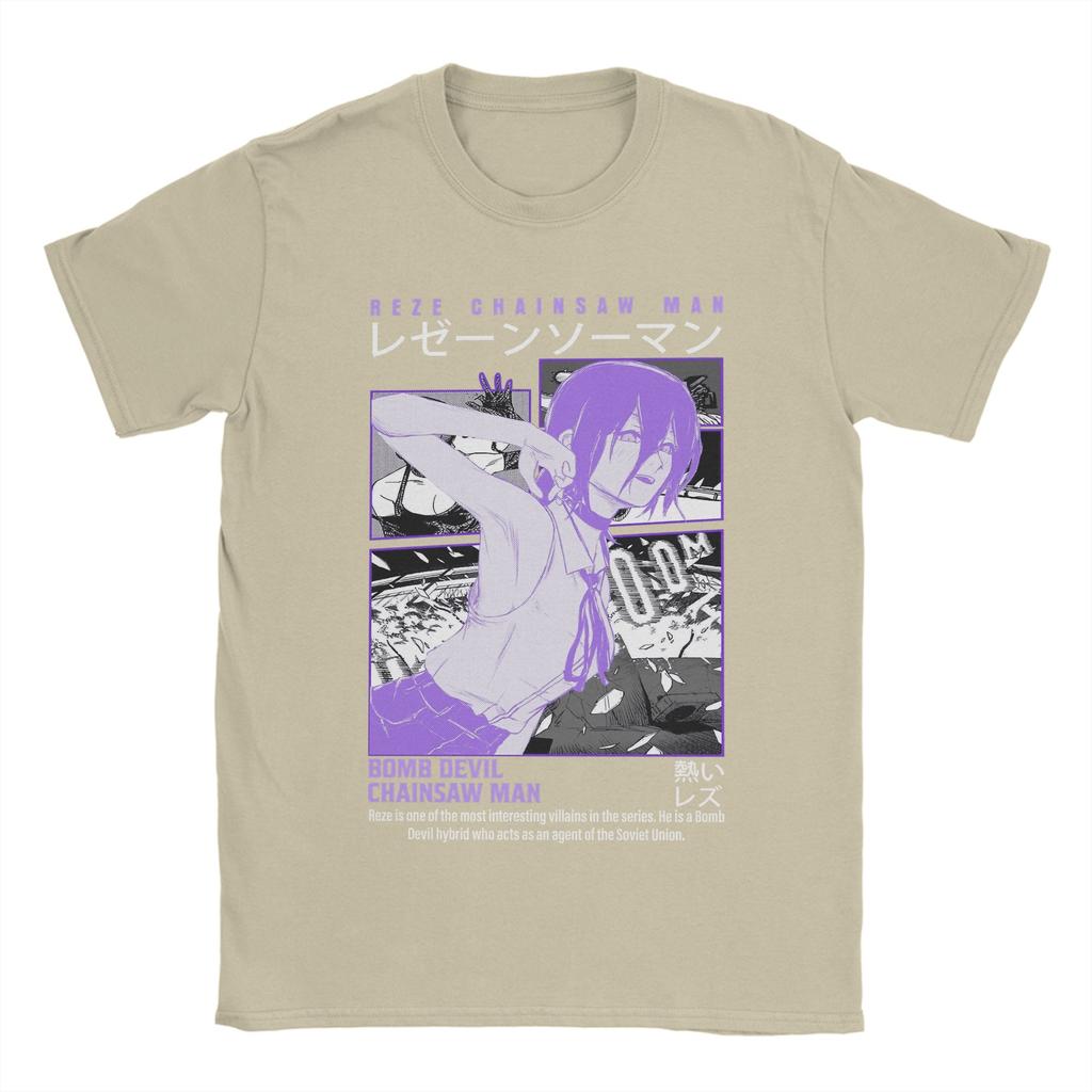 Chainsaw Man Reze Movie Devil Mens T Shirt  Novelty Tee Shirt Short Sleeve Crew Neck TShirt Cotton Birthday Present Tops