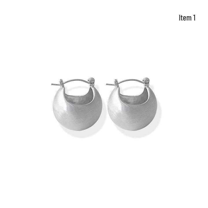 Savi Blogger Silver Brushed Metal Ball Earrings for Cold Wind Temperament