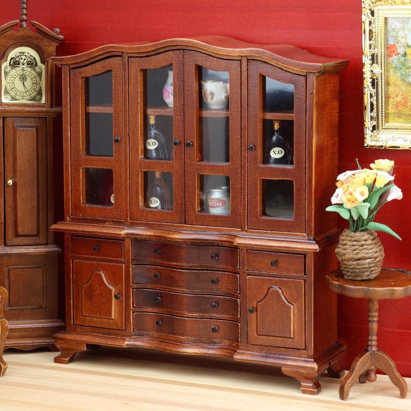 1 Pezzo 1:12 Artigianato in Legno in Miniatura Casa delle Bambole Armadietti Classici Europei Arredamento per Camera da Letto Decorazione Fai da Te