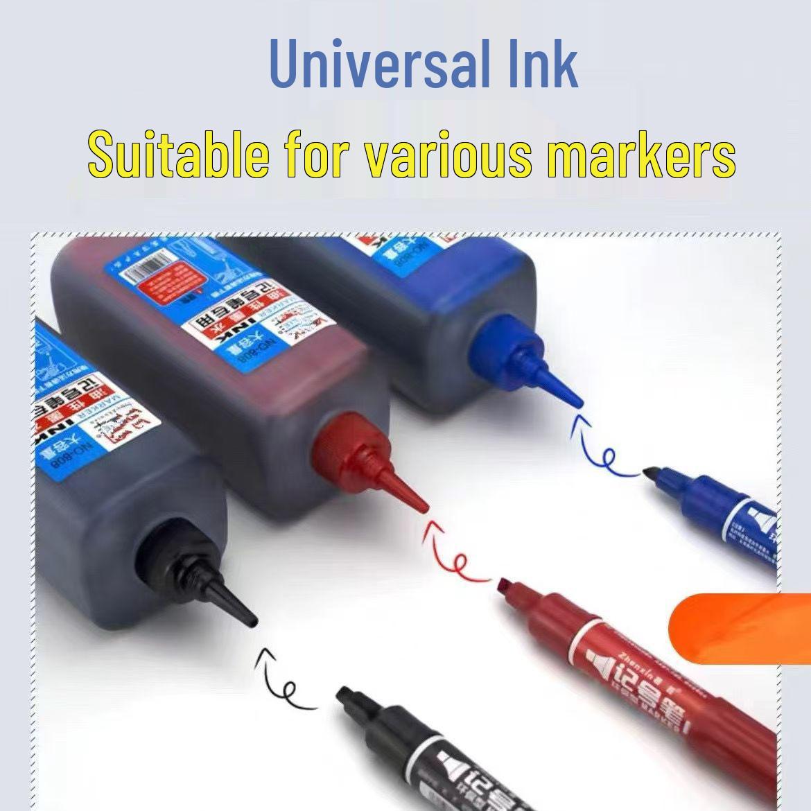 Oil-Based Marker Refill: Water & Oil Resistant, Fade-Resistant, Large-Tip Compatibility 500ml with Dropper красный