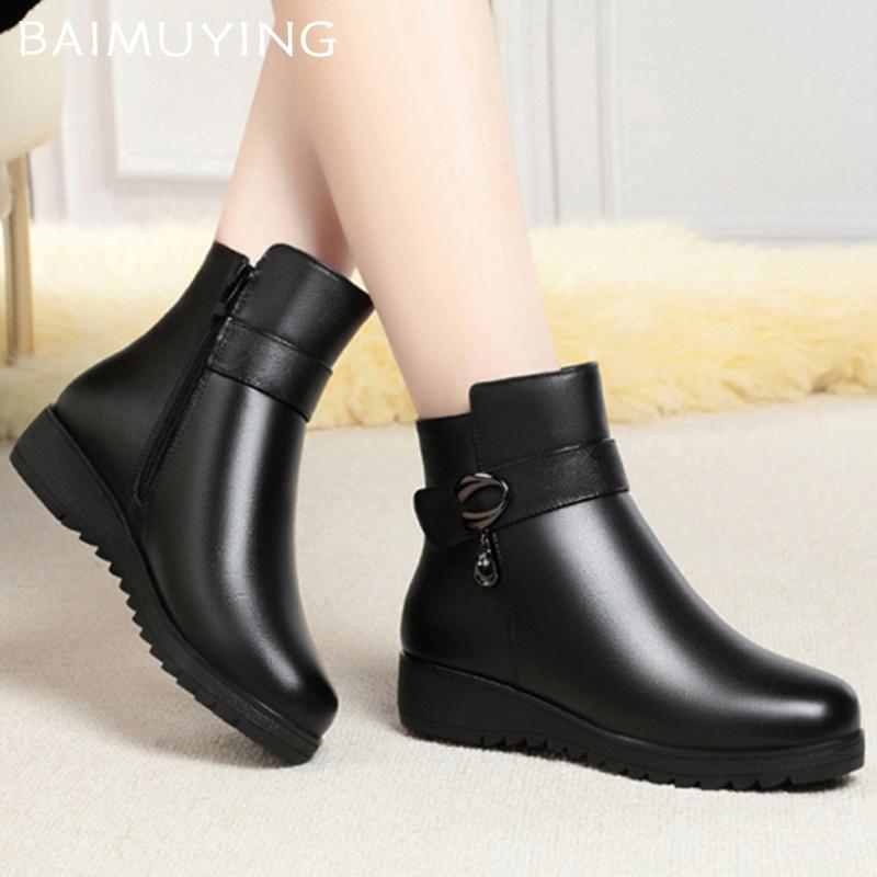 Platform Women Ankle Boots Flats Fashion Leather Shoes Woman 2025 Trend Winter Designer Brand Cozy Walking Casual Zapatos Mujer