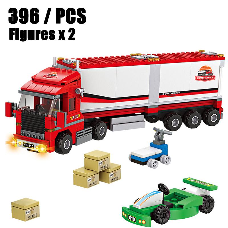 New Modern City Big Cargo Freight Truck Semi Trailer Truck Large Heavy Goods Vehicle Car Model Building Blocks Bricks Kids Toys