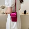 Mini Crossbody Handytasche Damen Handy Umhängetasche Geldbörse Leder Münz Handy Portemonnaie mit Schultergurt für Reisen Silber