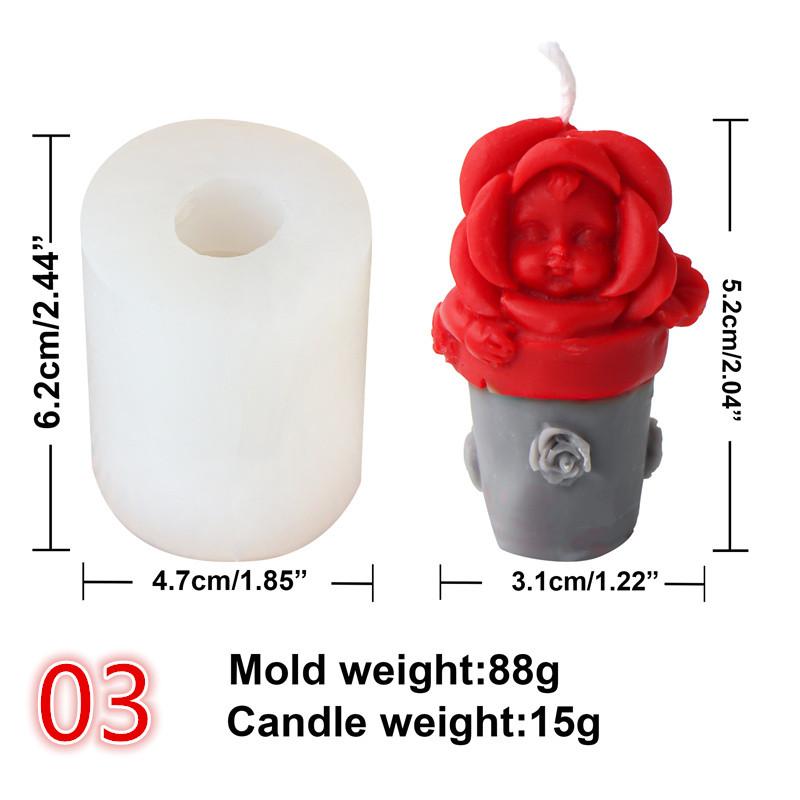 Mini Flower pot baby silicone mold-Cute baby candle Scented candle mold-diffusing stone plaster baby mold-mold for candle making