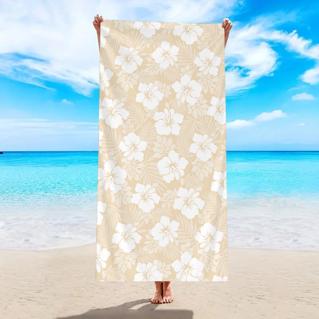 1 Stück Hibiskus Strandtuch, ultrafeine Faser schnell trocknend saugfähiges Badetuch, Outdoor Schwimm Sport Strandtuch
