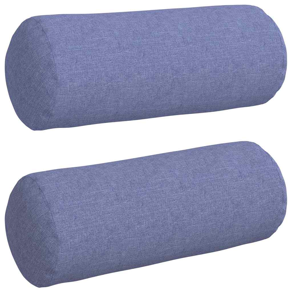 Bolster Cushions 2 pcs Denim Blue Ø 15 x 40 cm Fabric