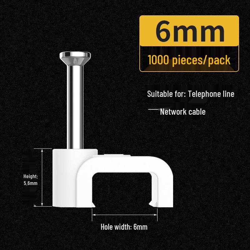 Steel Nail Round Plastic Cable Clip for Wire Management and Network Organization