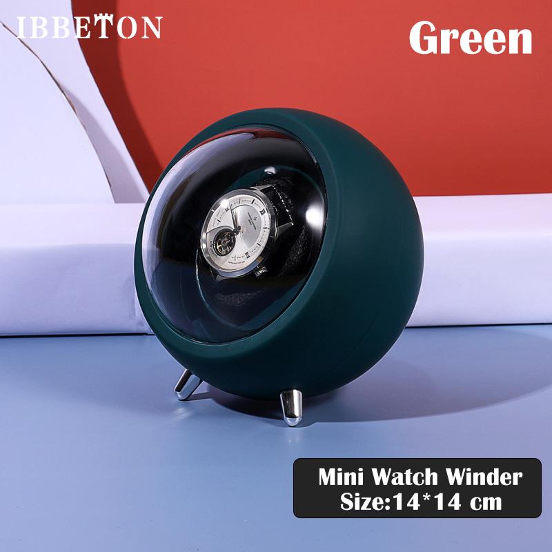 

IBBETON Single Watch Winder для автоматических часов, коробка для хранения, автоматический заводной механизм, кабель USB / с батареей Mabuchi Mute Motro зелёный