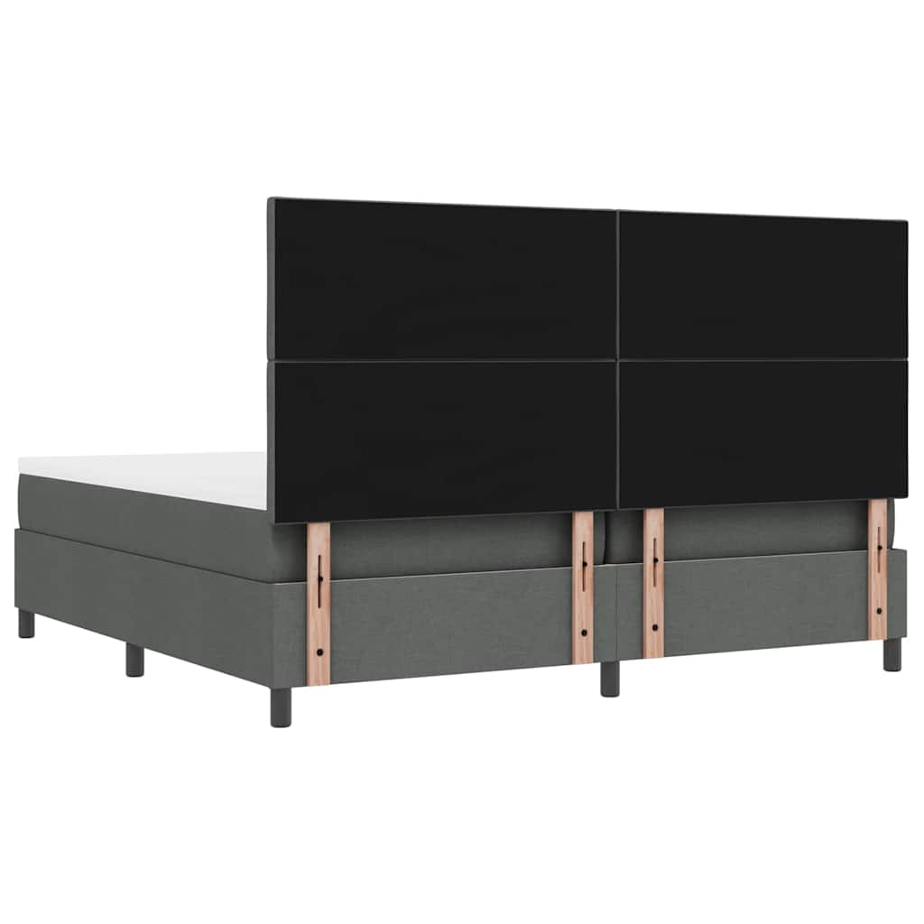 Box Spring Bed with Headboard Dark Gray 200 x 200 cm Fabric