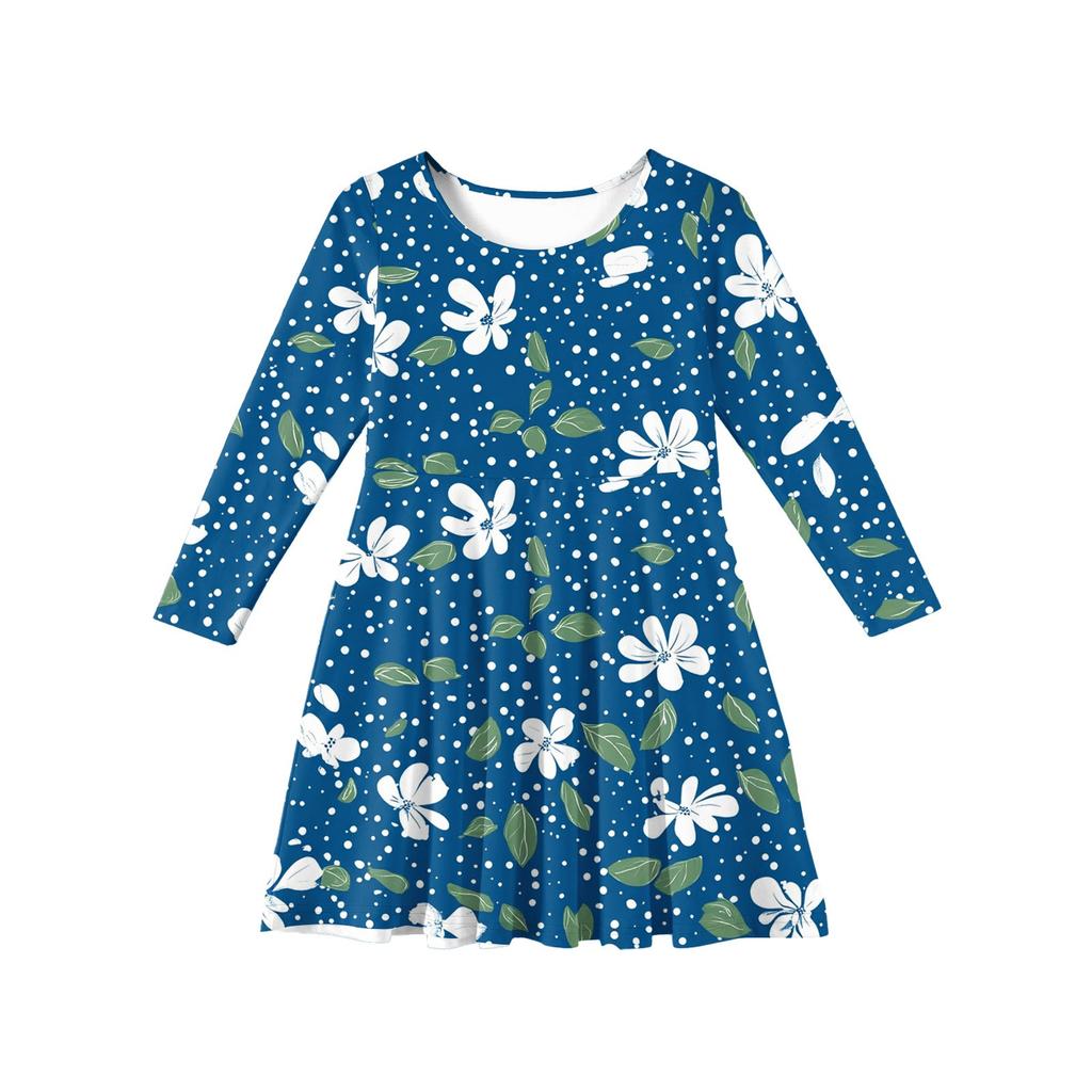 Girls' Summer Princess Dress - Long Sleeve A-Line T-Shirt Dress