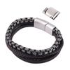Lucky Vintage Men's Leather Bracelet Black Brown Charm Multilayer Braided Women Pulseira Masculina