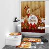 Bathroom 4-Piece Christmas Digital Printing Bathroom Non-Slip Mat U-Mat And Shower Curtain Set