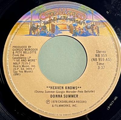 Płyta 7-calowa DONNA SUMMER - Heaven Knows NB959 Casablanca 1978 Kanada Soul/Funk Używana