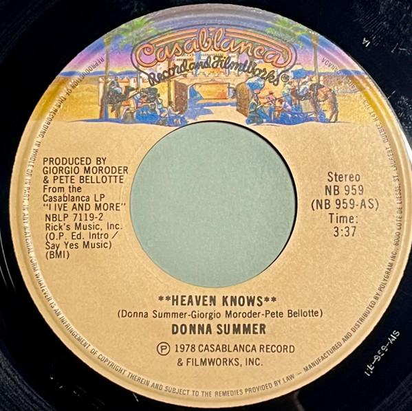 

7inch Record DONNA SUMMER - Heaven Knows NB959 Casablanca 1978 Canada Soul/Funk Used