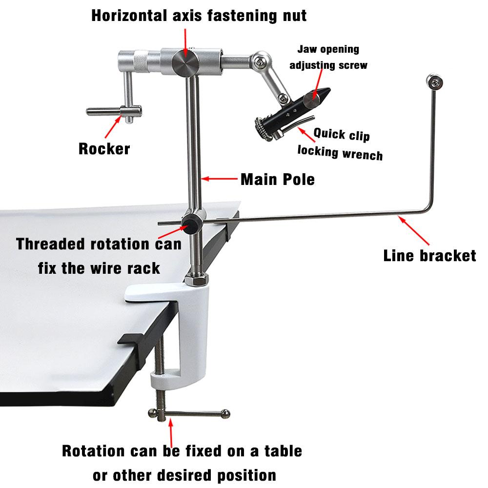 MNFT 1Set 360 Degree Rotary Fly Tying Vise with C-Clamp Strengthened Hard Jaws Rotation Precision Fly Tying Tools