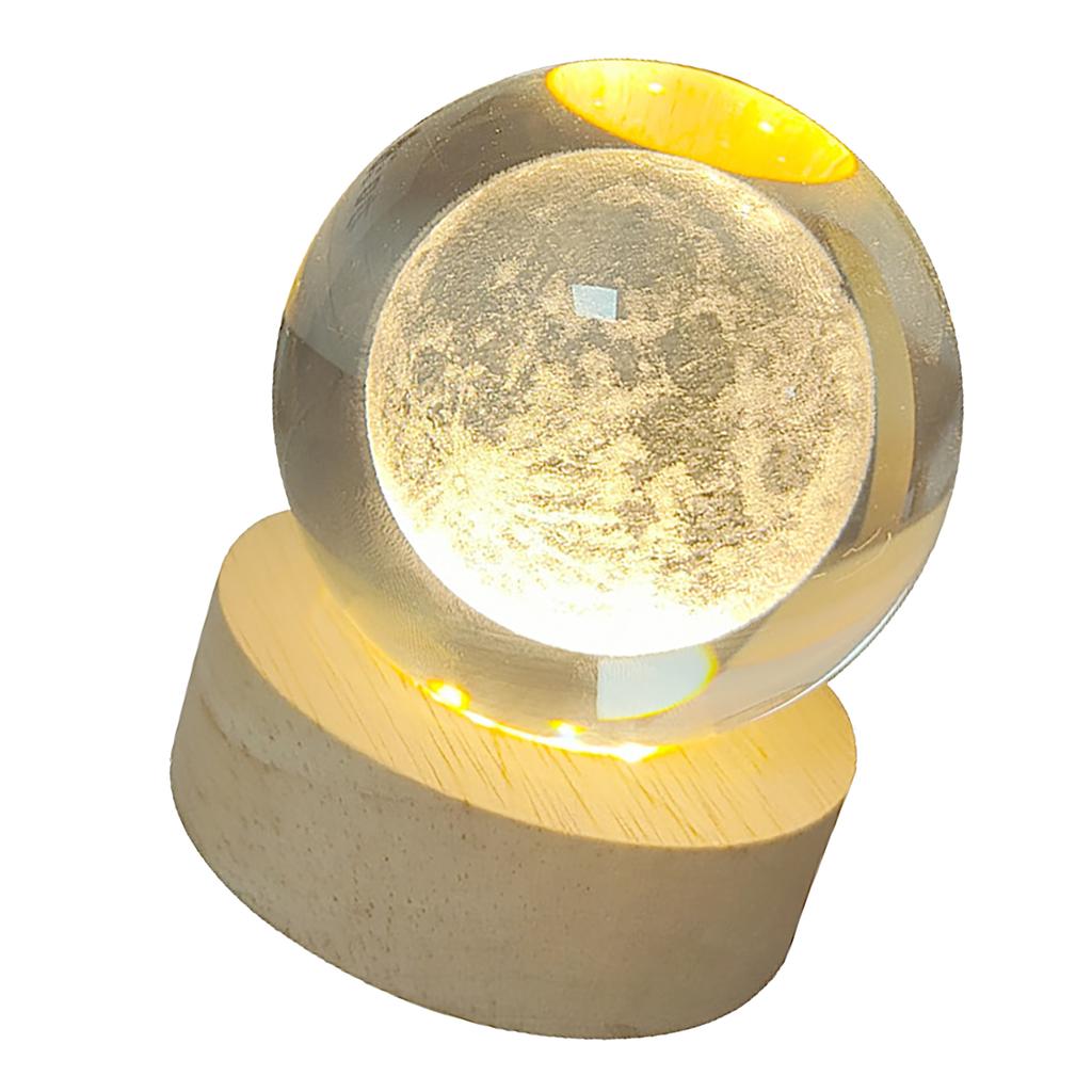 3D Moon Crystal Ball Lamp 1.5W USB Powered 3000K Warm Light Romantic Vibe Decorative Glass Ball Night Light for Home