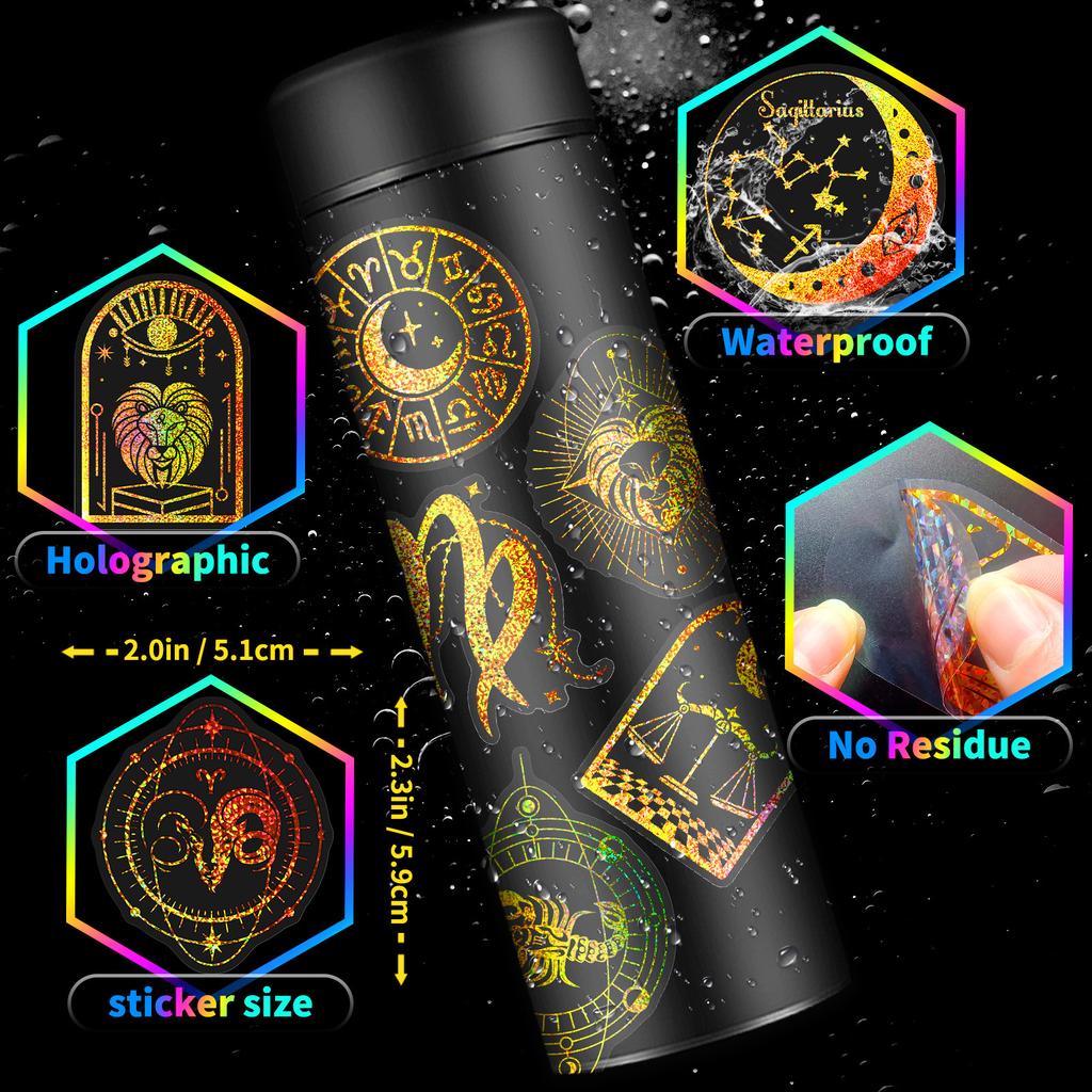 100 Transparent Gold Laser Deep Space Series Pet Stickers Handbook Holographic Stickers Diy Stickers
