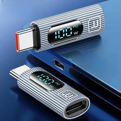 Type-C Rotating Type-C Female 100W Digital Super Fast Charging Multi Color Adapter
