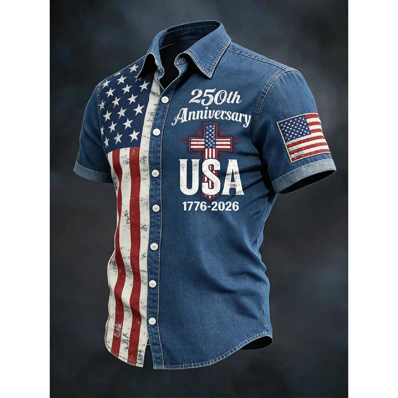 New Summer Men's Printed Casual Breathable Loose Short-Sleeve Shirt