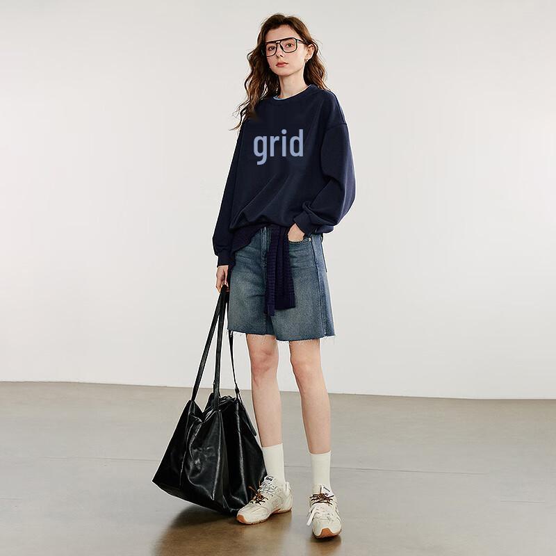 Chuyu Damen Grün Mohnblume Besticktes Rundhals-Sweatshirt