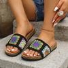 Women Slippers Fashion Floral Sandals Thick Bottom Ethnic Cool Slippers Open Toe Casual Minimalist Thong Shoes Slides Women