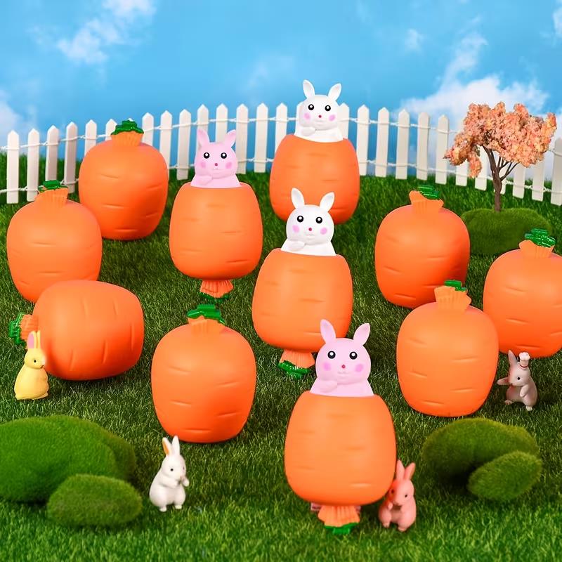 1/4pcs Easter Rabbit Carrot Squeeze Toy Gift for Kids Birthday Favors School Rewards Happy Easter Party Home Decoration Supplies