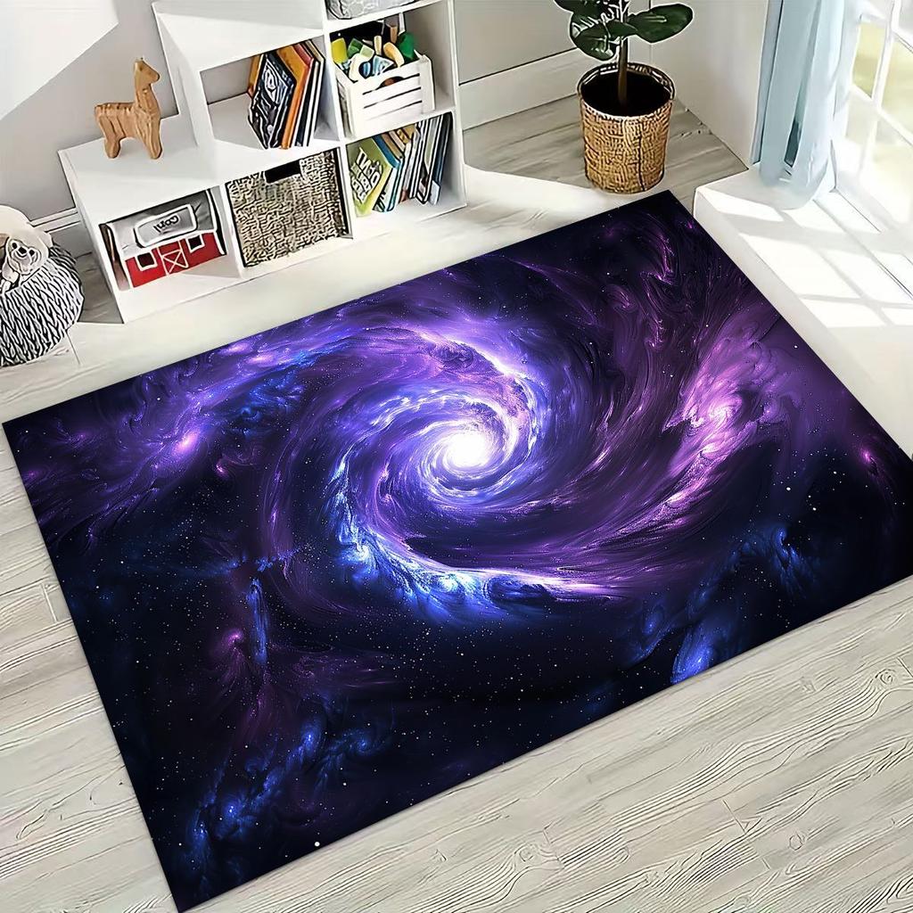 Dreamy Galaxy Universe Space Stars Black Hole Earth Rug for Bedroom Living Room Sofa Home Doormat Decor,Kid Non-slip Floor Mat