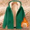 Men's Fleece-Lined Lambswool Hooded Sweatshirt - Thick, Zip-Up, Loose-Fit, Plus Size Workwear Jacket for Autumn/Winter.