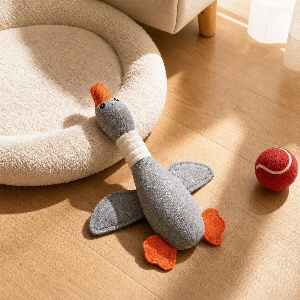 Plush Linen Squeaky Toy for Dogs, Interactive Teething Toy with Squeaker - Fun Pet Toy for Puppy, Small and Medium Breeds