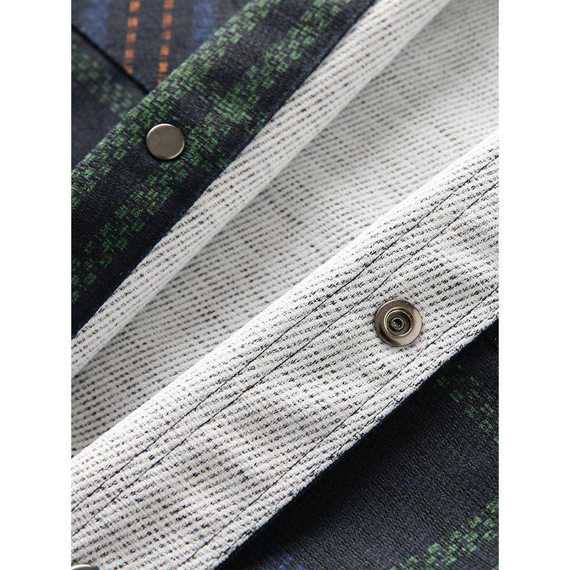 Loose Plus size! Double-sided Different Colors! Foreign Trade Tail Goods Men's Spring and Autumn Lapel Denim Jacket Plaid Top