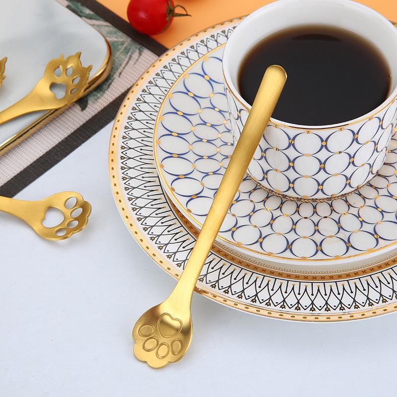304 Stainless Steel Cat & Dog Paw Coffee Stirring Spoon - Creative Cartoon Gift Spoon