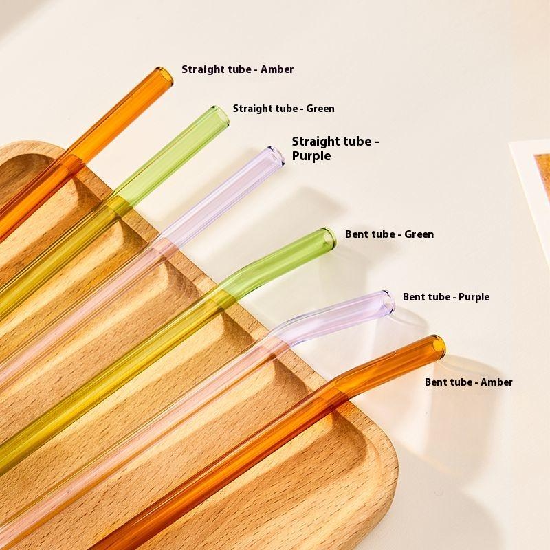 Gianxi Colored High-Value Glass Straw Non Disposable High Temperature Resistant Food Grade Transparent Drinking Glass Straw