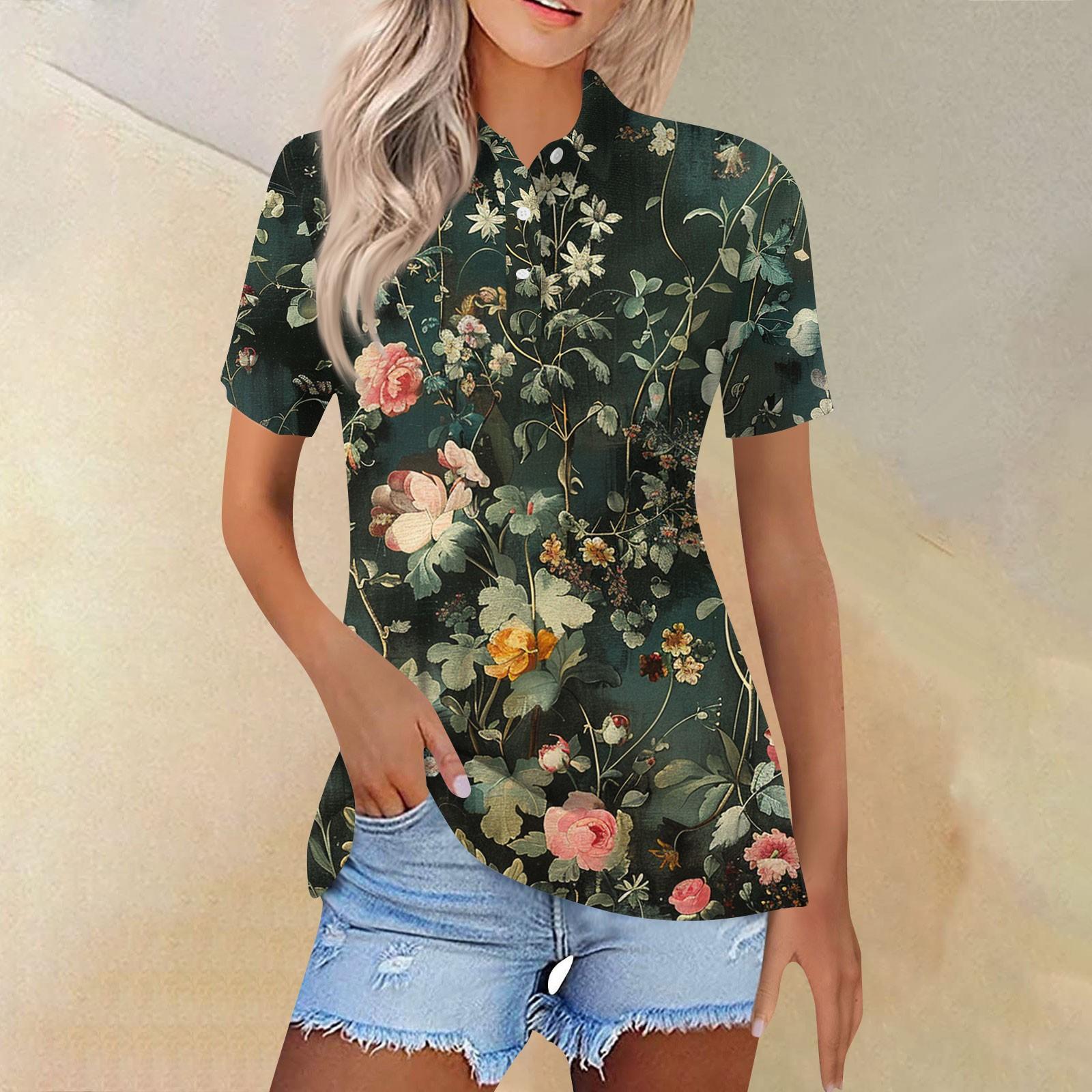 

Женская модная повседневная рубашка с отворотом и коротким рукавом с принтом, женские топы на пуговицах XXXL