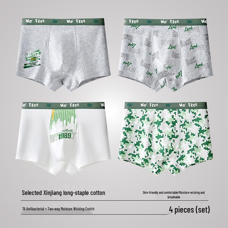 Boys' Breathable Cotton Boxer Briefs with Antibacterial Crotch, Sizes 15-18 Years