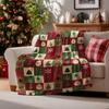Christmas Flannel Blanket Throw Red Green Checkered Tree Blankets for Couch Sofa Bed Lounging Gifts for Kids Adults Wife Self