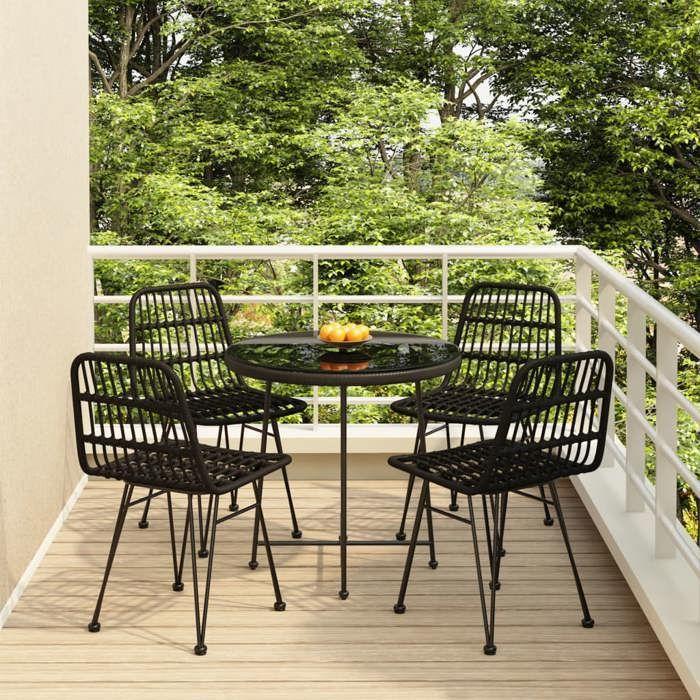 VidaXL Ensemble à manger de jardin 5 pcs Noir Résine tressée, ensemble de patio, ensemble bistro de jardin, ensemble de 3157844