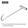 11.8inch T-Handle Meat Boning Hook, Galvanized T Hooks for Kitchen Butcher Shop Restaurant 2Pcs