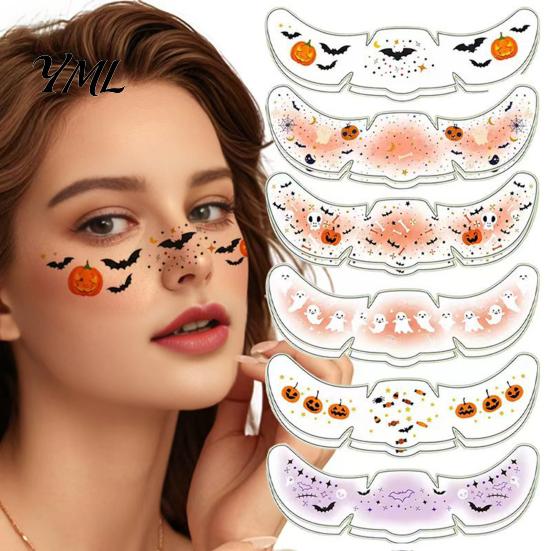 Temporary Tattoos for Adults Kids Halloween Tattoo Stickers, Face Decals Party Makeup, Cosplay Makeup Accessories Waterproof Pumpkin Bat Bloodstain