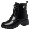 British Martin Boots for Women, New Winter Velvet Versatile Platform Short Boots, Spring and Autumn Single Boots