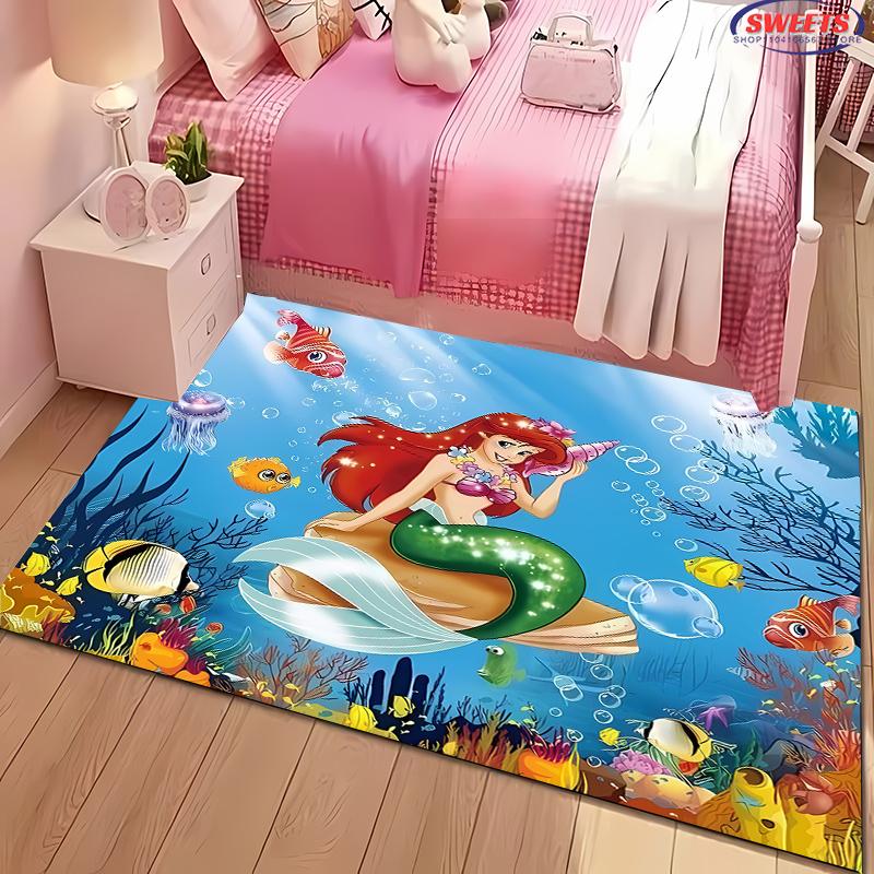 New Shelves! Little Mermaid Ariel Princess Carpet, Living Room Bedroom Office Area Kid's Room of Choice,Non-slip Mat Potdemiel
