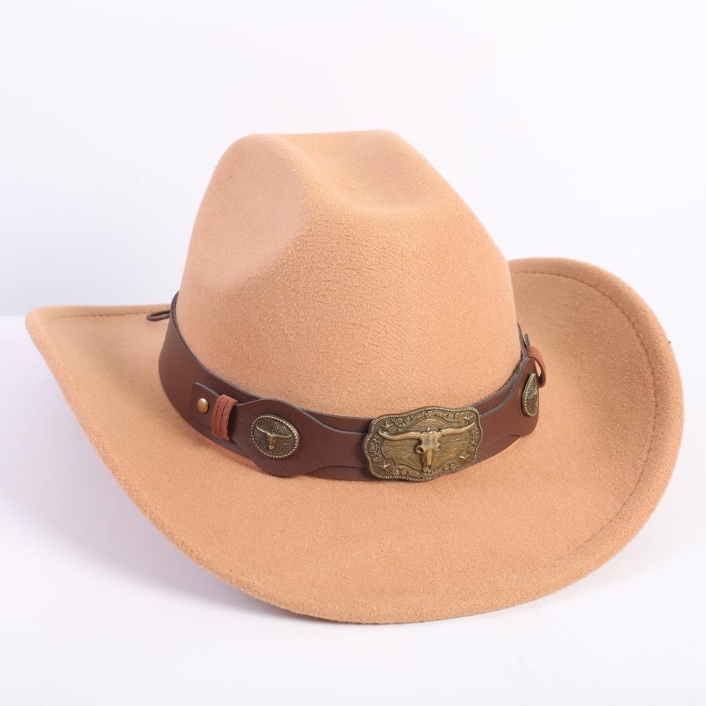 Popular European and American Fashion OL Style One-word Cowboy Hat Men's and Women's High-end Top Hat Jazz Hat Felt Hat