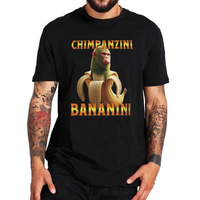 Chimpanzini Bananini T Shirt Funny Italian Brainrot Meme T-shirts Cotton Soft Unisex Tee Tops Streetwear Oversized Loose Casual