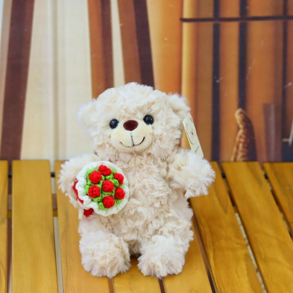 Romantic Bear Wear Rose Doll Woven Valentine's Day Ornament Gifts for Kids Rose Bear Doll Shop