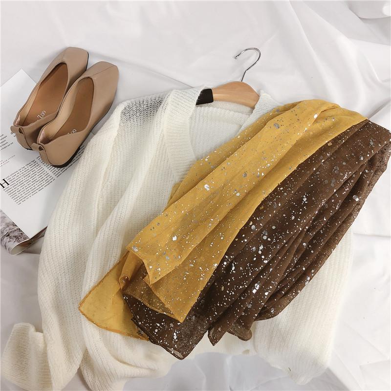 Spain Fashion Ombre Glitter Viscose Shawl Scarf Women Bling Bling Shimmer Pashmina Stole Wrap Snood Muslim Hijab 180*90Cm
