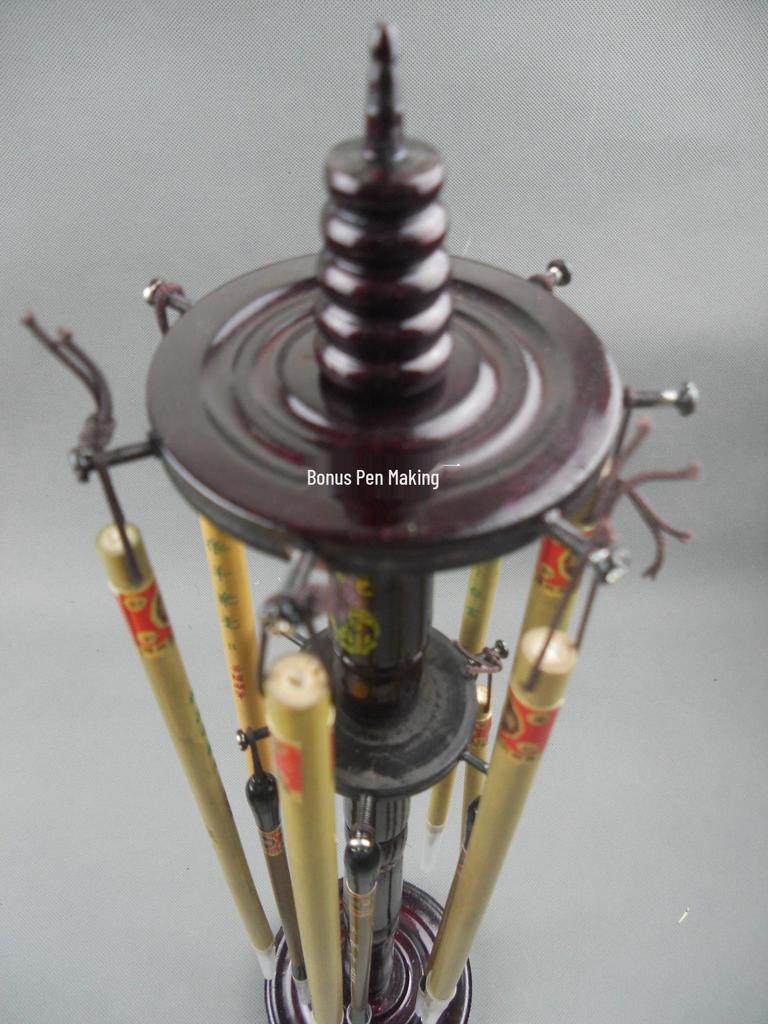 Wooden Rotating Double Ring Pen Holder with 12 Slots – Perfect for Gifting & Personal Use Calligraphy Brush Stand