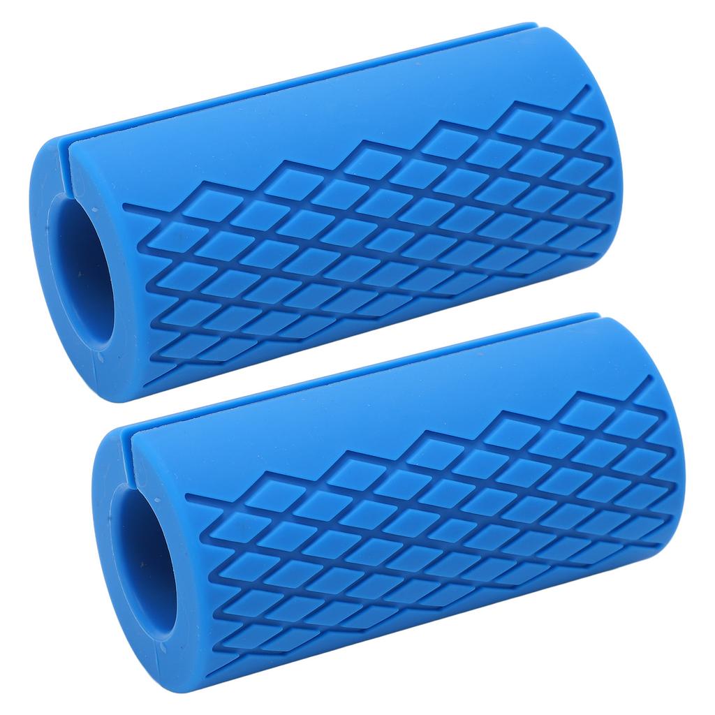 1 Pair Thick Barbell Grips Thick Anti Slip Gym Weight Bar Grips for Weightlifting Fitness Exercise for Muscle Builder Blue