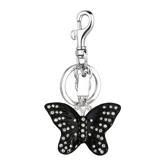 

Keychain Pendant Rhinestones Inlaid Gradient Butterfly Shape Key Chain with Lobster Clasp Bag Charm Backpack Accessory чорний