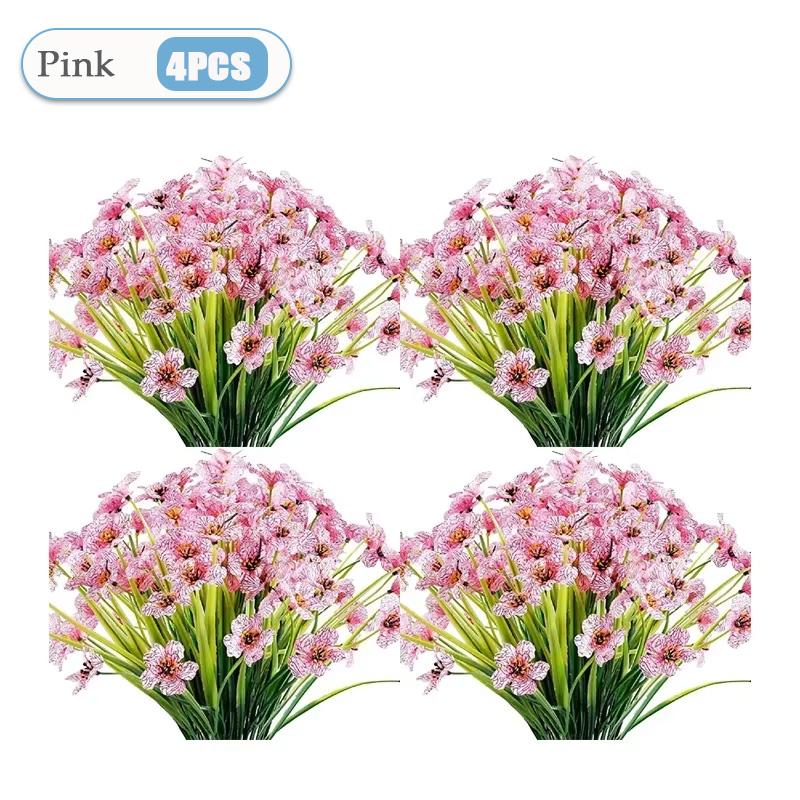 2-16PCS Artificial Flowers UV Resistant Faux Plastic Shrubs Plants Outdoor Garden Patio Porch Home Wedding Farmhouse Decorations