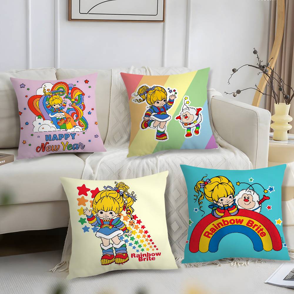 Jessica Chen Unisex R-Rainbows Cute Brite Pillow Case Short Plush Print Cushion Cover Square Throw Pillow Covers Sofa Home Decor